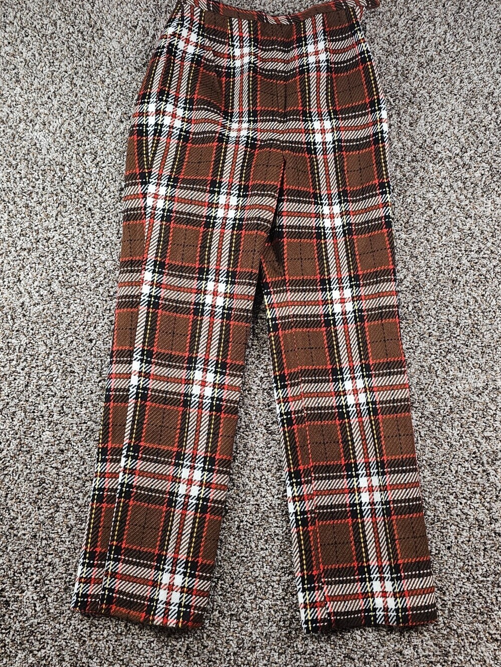 Vintage 1970s Miss Holly Womens Sz 14T Tall Straight Leg Pants Brown Plaid - Picture 4 of 4